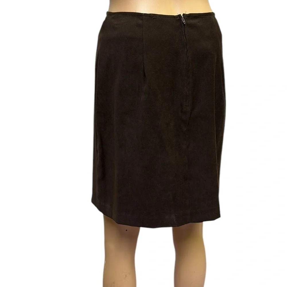 Brown Faux Suede Zip Back Pencil Skirt Sueded Imported Dry Clean Womens 5/6